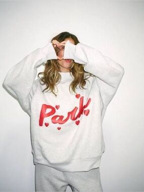 Parke Loves You Valentine Crewneck Sweatshirt Gray Red S/M Rare